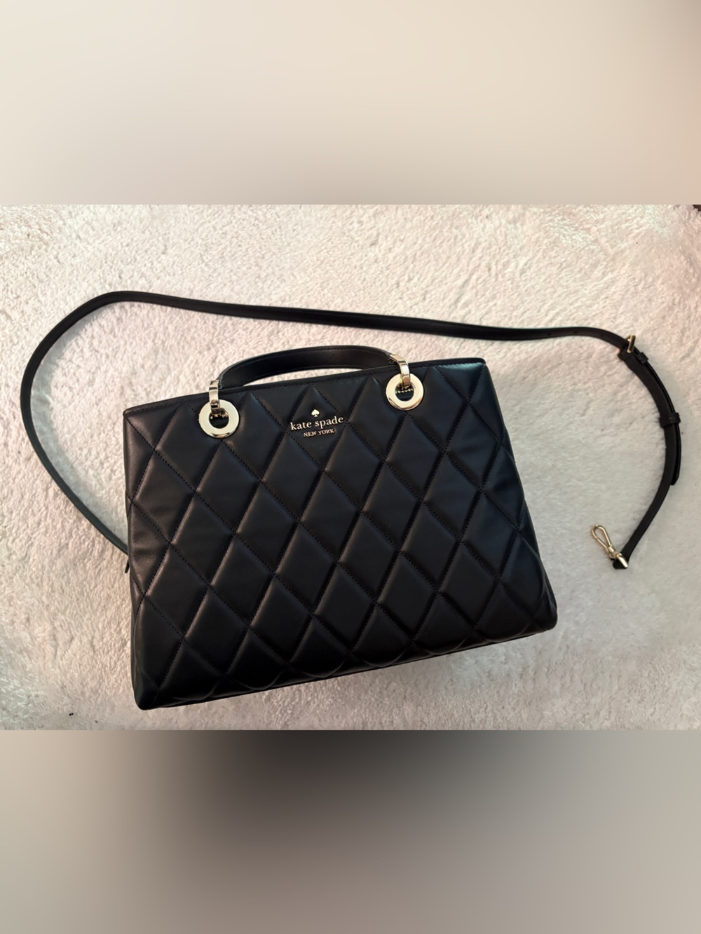 NWOT kate spade Black Quilted satchel crossbody Carey Sullivan